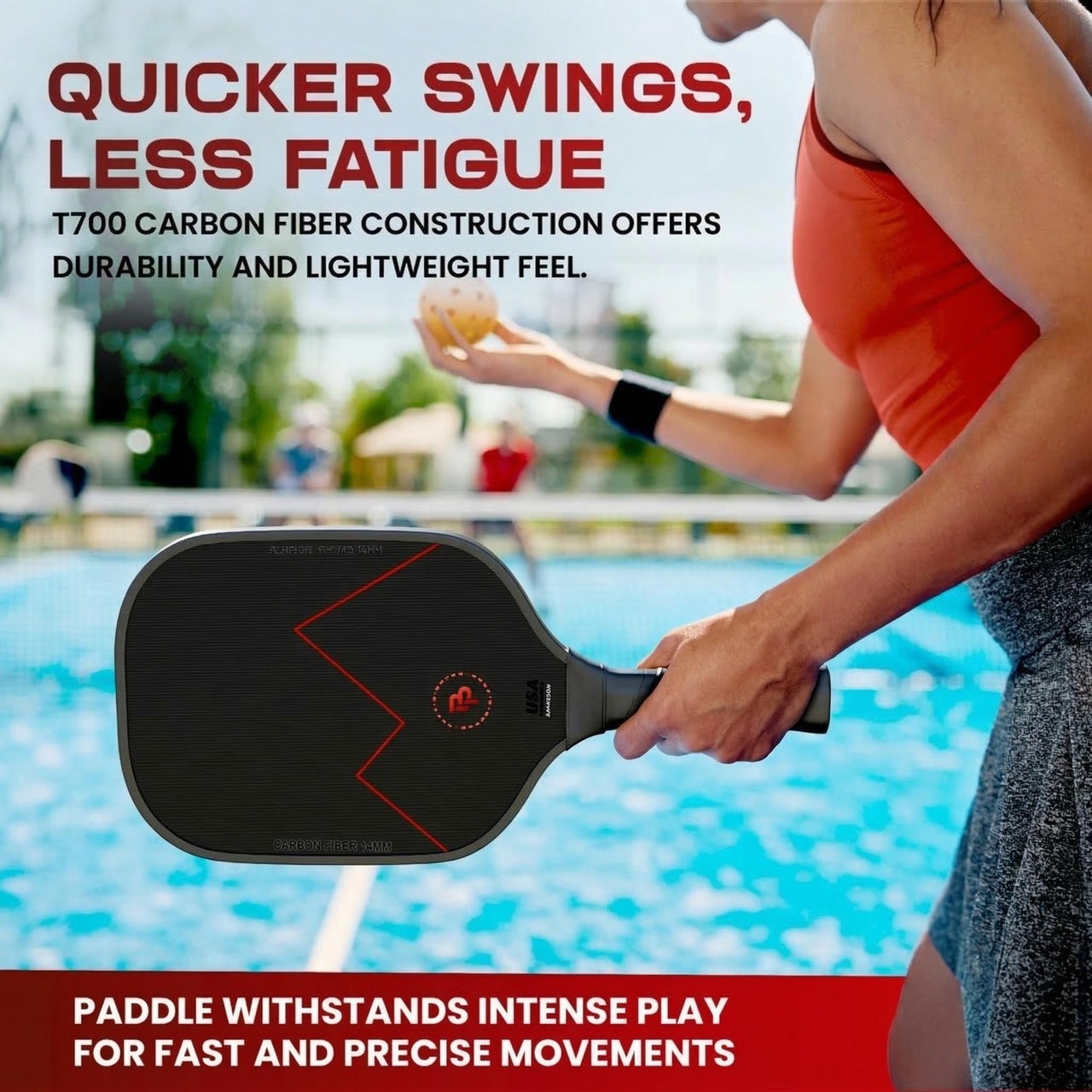 Precision Pro Premium T700 Carbon Fiber Pickleball Paddle- 14mm Pickleball Paddles Set of 2 w/Unique Design Handles & Indoor Outdoor Pickleball Balls - Comfortable Pickleball Paddle Grip, USA Approved