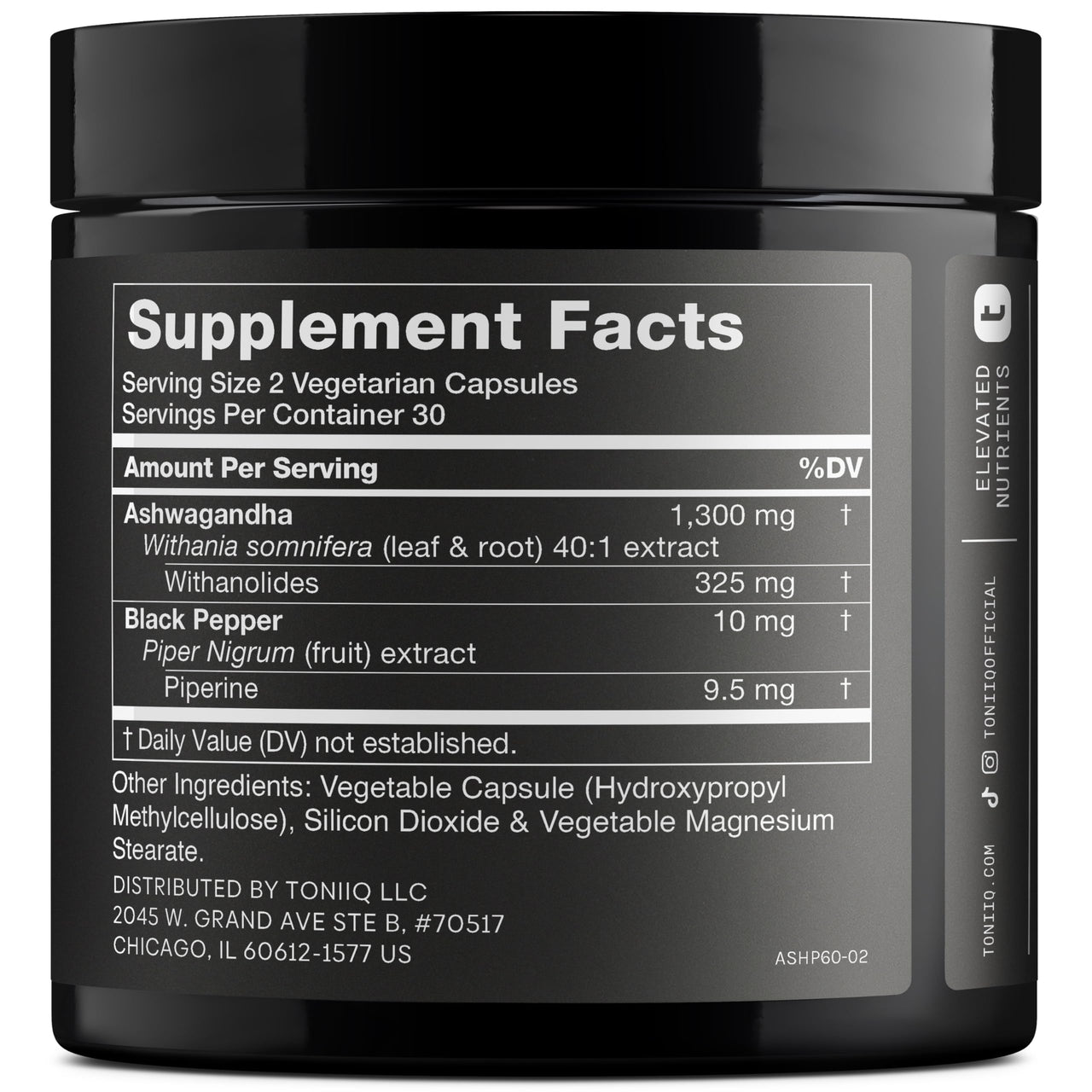 Toniiq Ashwagandha - Ultra High Potency 40:1 Extract with 25% Withanolides - Wild Harvested in India - Highly Concentrated & Third-Party Lab Tested - 60 Capsules