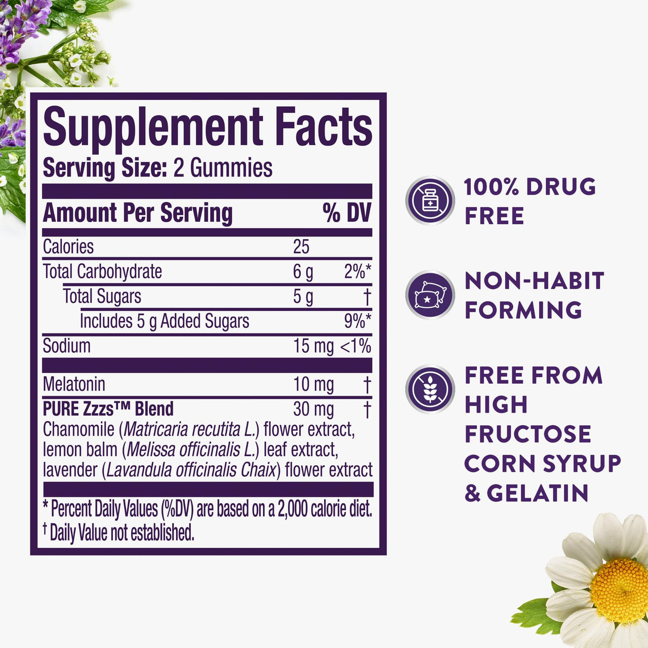 ZzzQuil Pure Zzzs Advanced Melatonin Gummies, Melatonin 10mg, Sleep Aid, with Chamomile & Lavender, Melatonin Sleep Gummies, Sleep Aids for Adults, Berry Flavored, 100 Sleep Gummies
