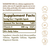 Thumbnail for Solgar Vitamin C 500 mg, 250 Vegetable Capsules - Antioxidant & Immune Support - Overall Health - Supports Healthy Skin & Joints - Non-GMO, Vegan, Gluten Free, Kosher - 250 Servings