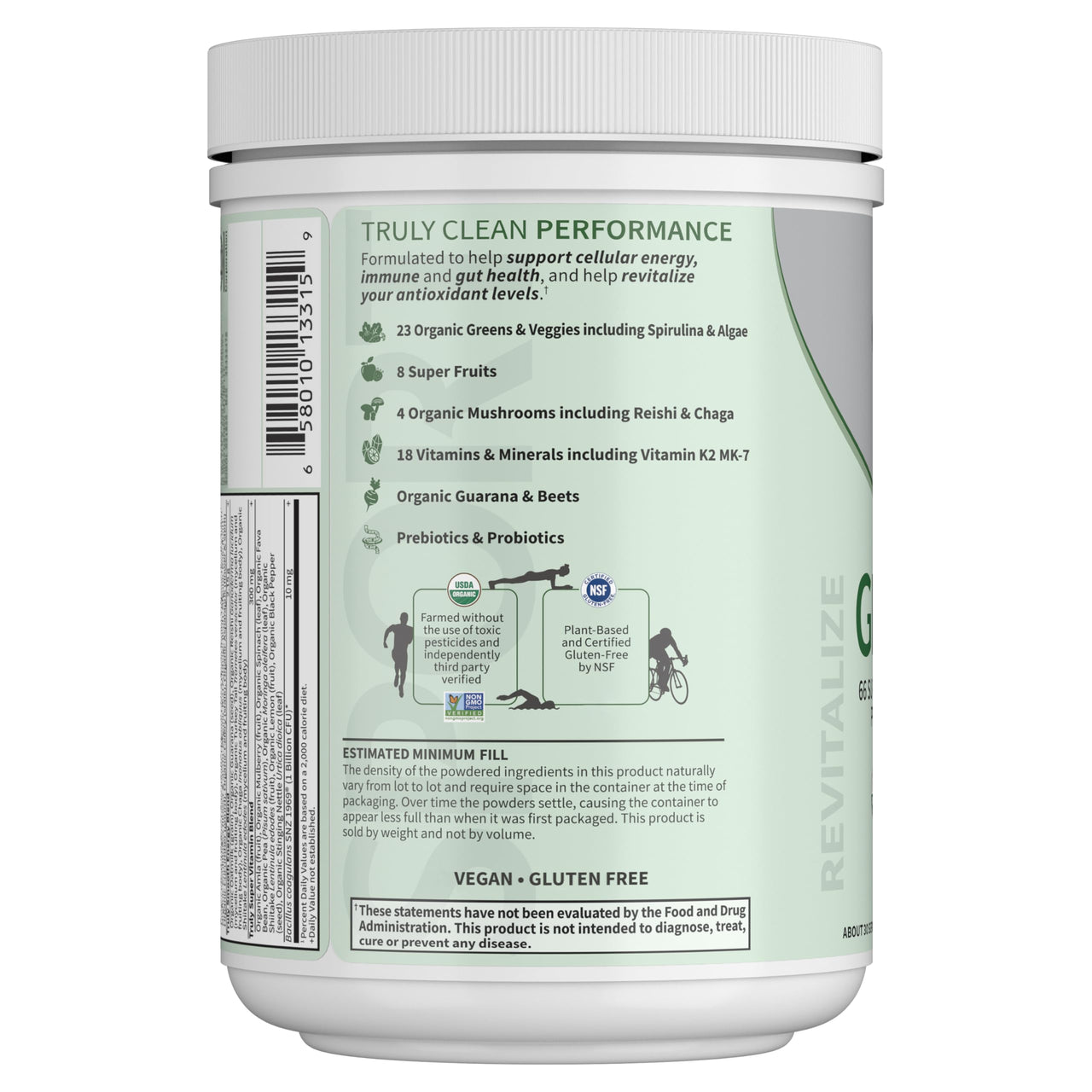 Garden of Life Sport Nutrition Greens and Superfoods Powder for Women and Men - Unflavored, Organic Blend - Spirulina, Fruit, Vitamins, Pre & Probiotics, Mushrooms, Athletic Supplements, 30 Servings