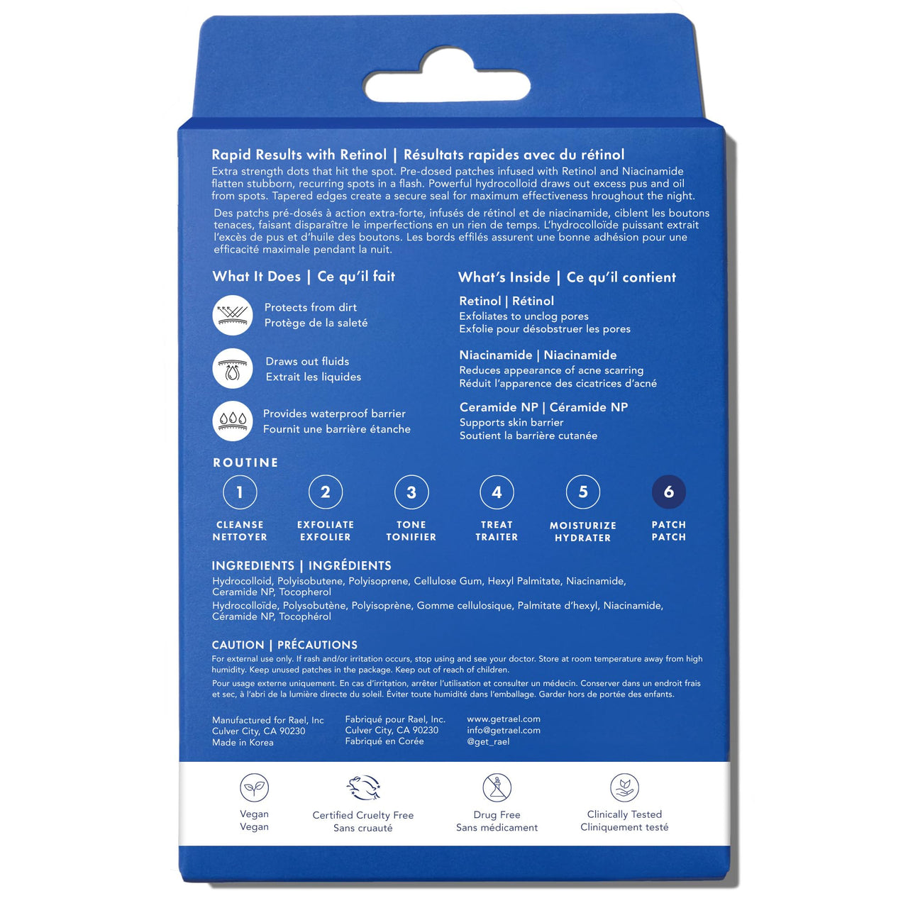 Rael Pimple Patches, Miracle Retinol Spot Cover - Hydrocolloid Acne Pimple Patch for Face, Absorbing Zits & Blemishes, PM Advanced (72 Count)