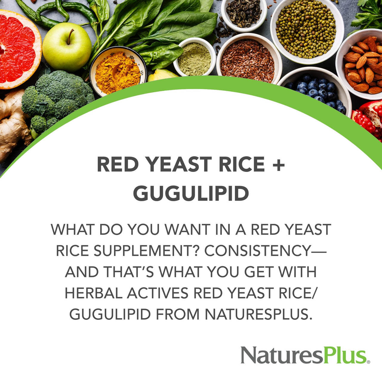 NaturesPlus Herbal Actives Red Yeast Rice & Gugulipid - 120 Capsules - Non-GMO, Vegan, Gluten Free - 60 Servings