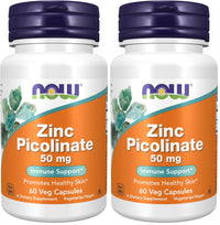 Thumbnail for NOW Supplements, Zinc Picolinate 50 mg, Supports Enzyme Functions*, Immune Support*, 60 Veg Capsules (Pack of 2)