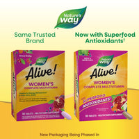 Thumbnail for Nature's Way Alive! Women's Energy Multivitamin Tablets, Supports Cellular Energy*, Fruit and Veggie Powder Blend (100mg per Serving), 50 Tablets