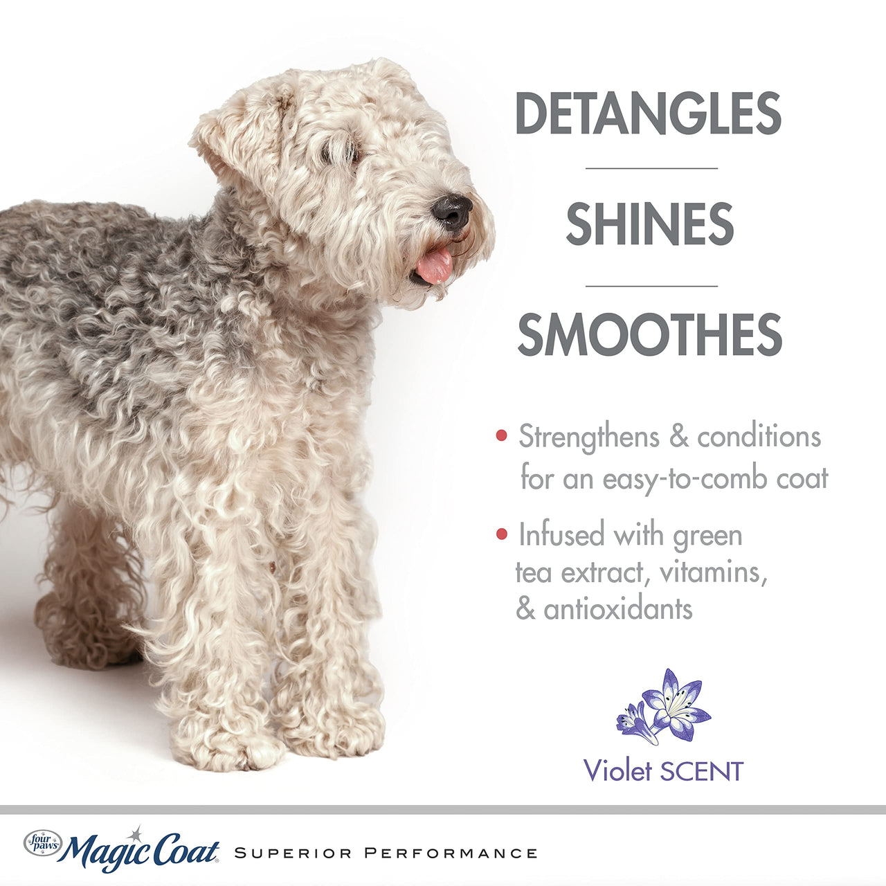 Four Paws Magic Coat Tangles and Mats Dog Grooming Shampoo, Violet Scent, 16 Ounce Bottle