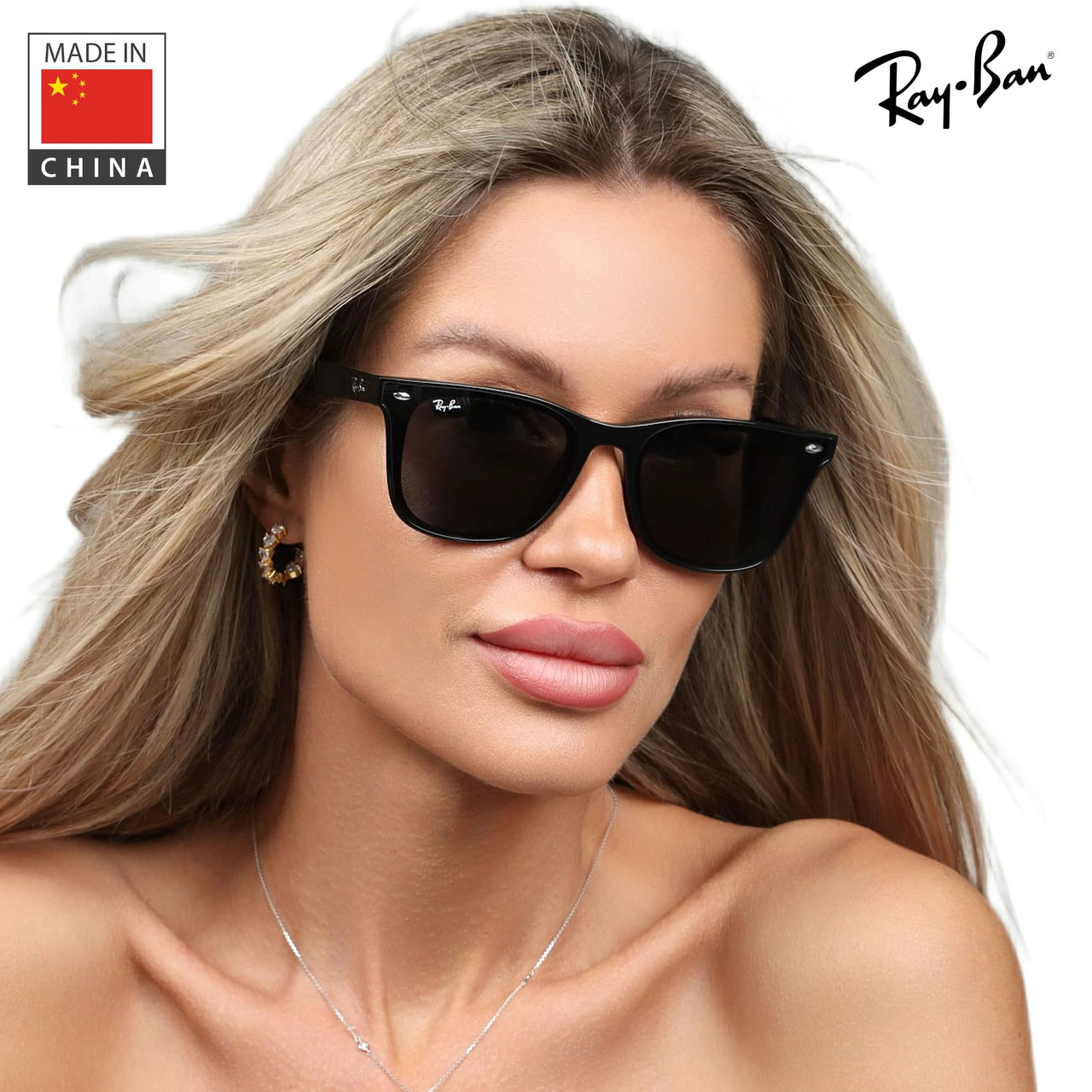 Ray-Ban RB4420 Square Shaped Non-Polarized Sunglasses for Men & Women – Includes Official RAYBAN Eyewear Kit – Ideal Formal & Casual Wear Sunglasses – Dark Grey Lens