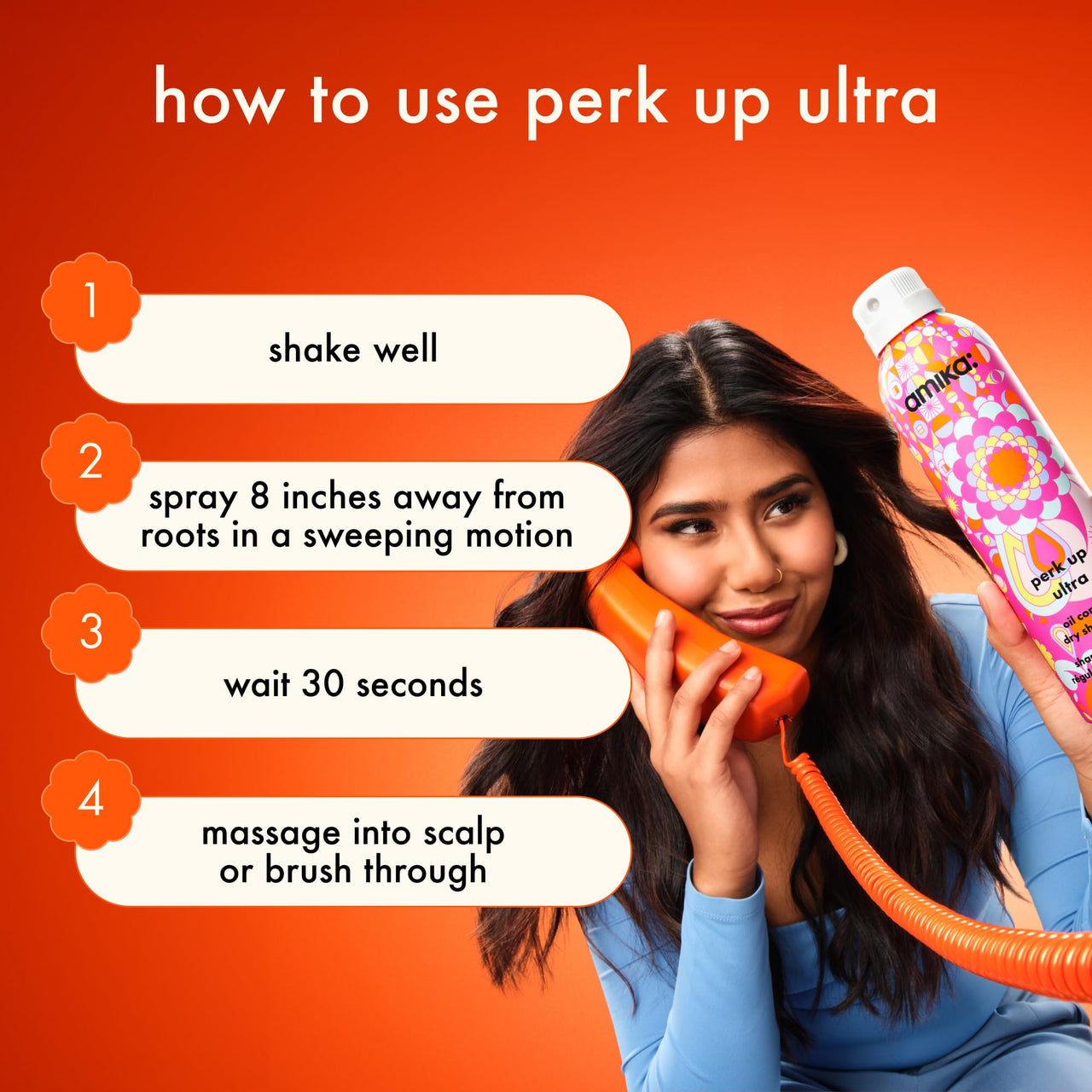 amika Perk Up Ultra Oil Control Dry Shampoo, 5.3oz | absorbs + helps control oils | refreshes scalp + roots | extends styles between washes | for extra oily scalps that need oil control