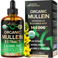Thumbnail for Mullein Drops for Lungs - USDA Organic Liquid - Mullein Leaf Extract Supplement - Made in USA - Lung & Bronchial Cleanse for Smokers - Respiratory Health Support - As Tincture, Tea, Pills - 4 fl oz