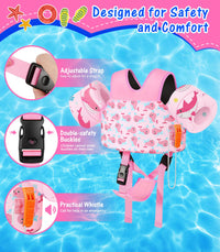 Thumbnail for MoKo Swim Arm Floaties 15-30 lbs, Toddler Swim Vest for Kids Cartoon Swimming Water Wings with Crotch Strap, Pool Float Vests Sleeves Shoulder Straps Arm Band for Children, Baby Pink Whale