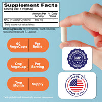 Thumbnail for Health Thru Nutrition NAC N-Acetyl-Cysteine 600mg 60 Capsules | Vegan Certified | The Purest NAC Supplement | Supports Healthy Lung, Liver Functions & Cellular Health | Non-GMO Soy & Gluten Free