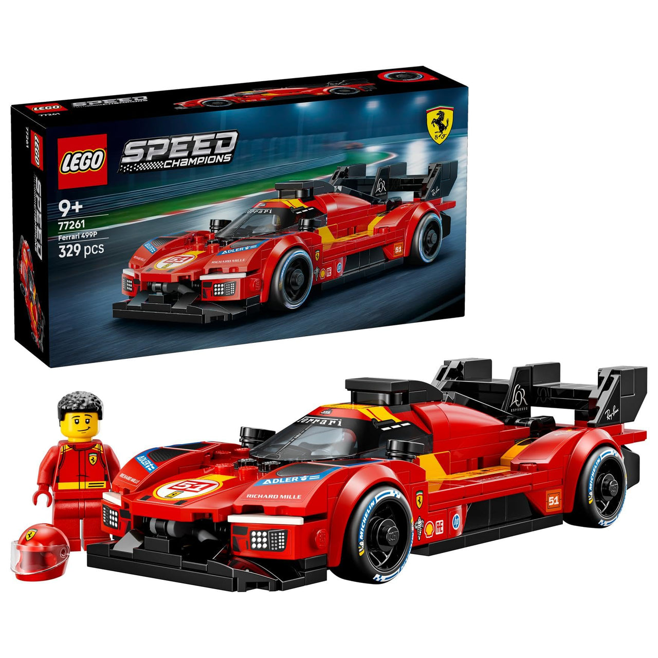 LEGO Speed Champions Ferrari 499P Toy, Building Blocks, Gift, Present, for Boys, Girls, Children, 9 to 11 Years Old, Elementary School Students, Vehicles, Cars, Mini Cars, Pretend Play, 77261