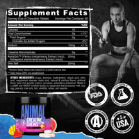 Thumbnail for Animal Creatine Chews Tablets - Enhanced Creatine Monohydrate with AstraGin to Improve Absorption, Sea Salt for Added Pumps, Delicious and Convenient Chewable Tablets - Fruit Punch