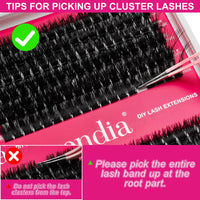 Thumbnail for Fowendia Lash Clusters Kit Fluff 80D 100D Individual Lashes D Curl Cluster Eyelash Extensions 10-18mm DIY Lash Extension Kit Lash Bond and Seal Waterproof, Lash Applicator, Thick False Eyelashes Kit
