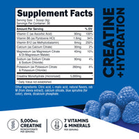 Thumbnail for Nutricost Creatine Monohydrate + Hydration Blue Raspberry Flavored (30 Servings) - 7 Vitamins & Minerals, 5000mg of Creatine Per Serving