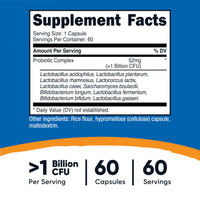 Thumbnail for Nutricost Probiotic Complex (>1 Billion CFU) 60 Capsules - Gluten-Free, Non-GMO