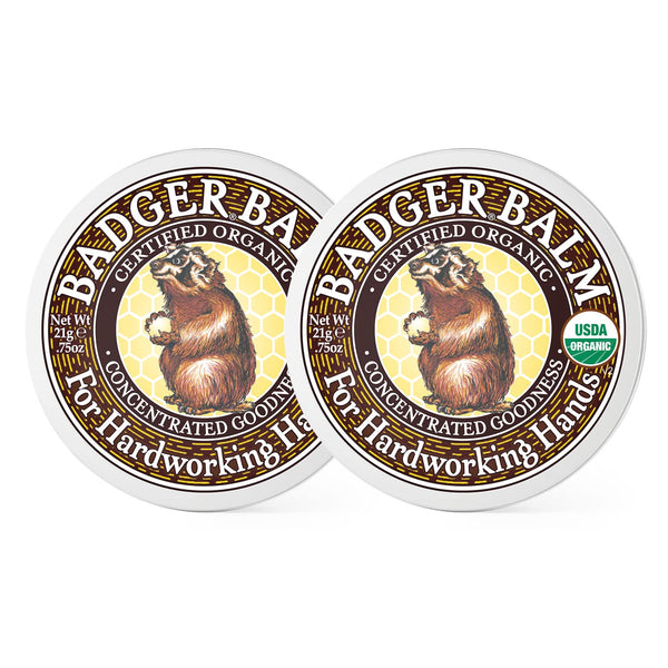 Badger Healing Balm, Hard Working Hands Cream, Organic Hand Cream for Dry Cracked Hands, Long Lasting Hand Moisturizer/Dry Hands Treatment, .75 oz Tin, 2-Pack