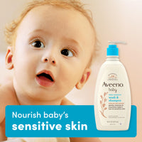 Thumbnail for Aveeno Baby Daily Moisture Gentle Body Wash & Shampoo with Oat Extract, 2-in-1 Baby Bath Wash & Hair Shampoo, Tear- & Paraben-Free for Hair & Sensitive Skin, Lightly Scented, 18 fl. oz