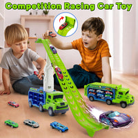 Thumbnail for BainGesk Truck Toys Car for 3, 4, 5, 6 Years Old Boys, Carrier Race Truck Toys, Foldable 2 Layer Transport Car Toys with 27 in Race Track and 6 Metal Cars, Birthday Gifts for Toddler Boys Girls