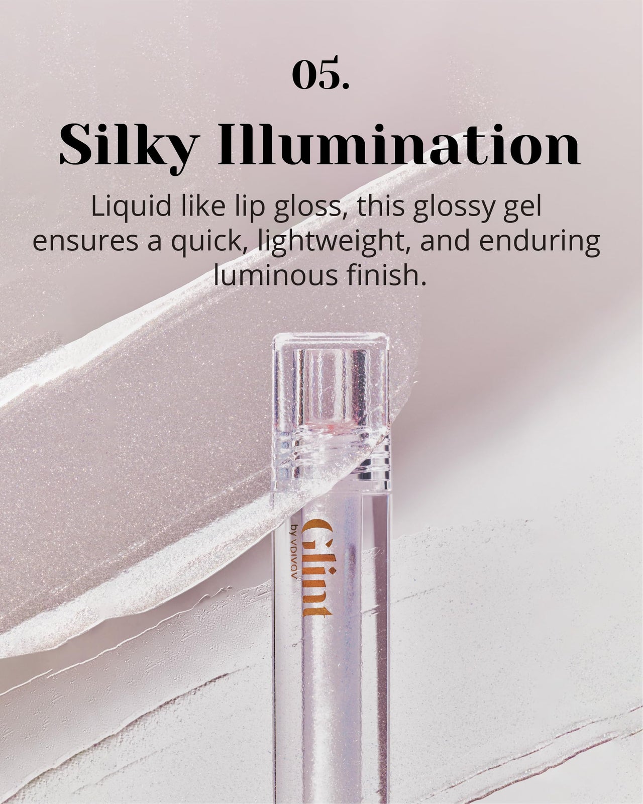 Glint Liquid Gel Highlighter (Glitter Veil, 0.1oz) - Multi-Use Face & Body Gloss for Smooth Glow, Long-Lasting Illuminator Balm for Healthy Radiance. Korean Makeup. Eyes, Cheeks