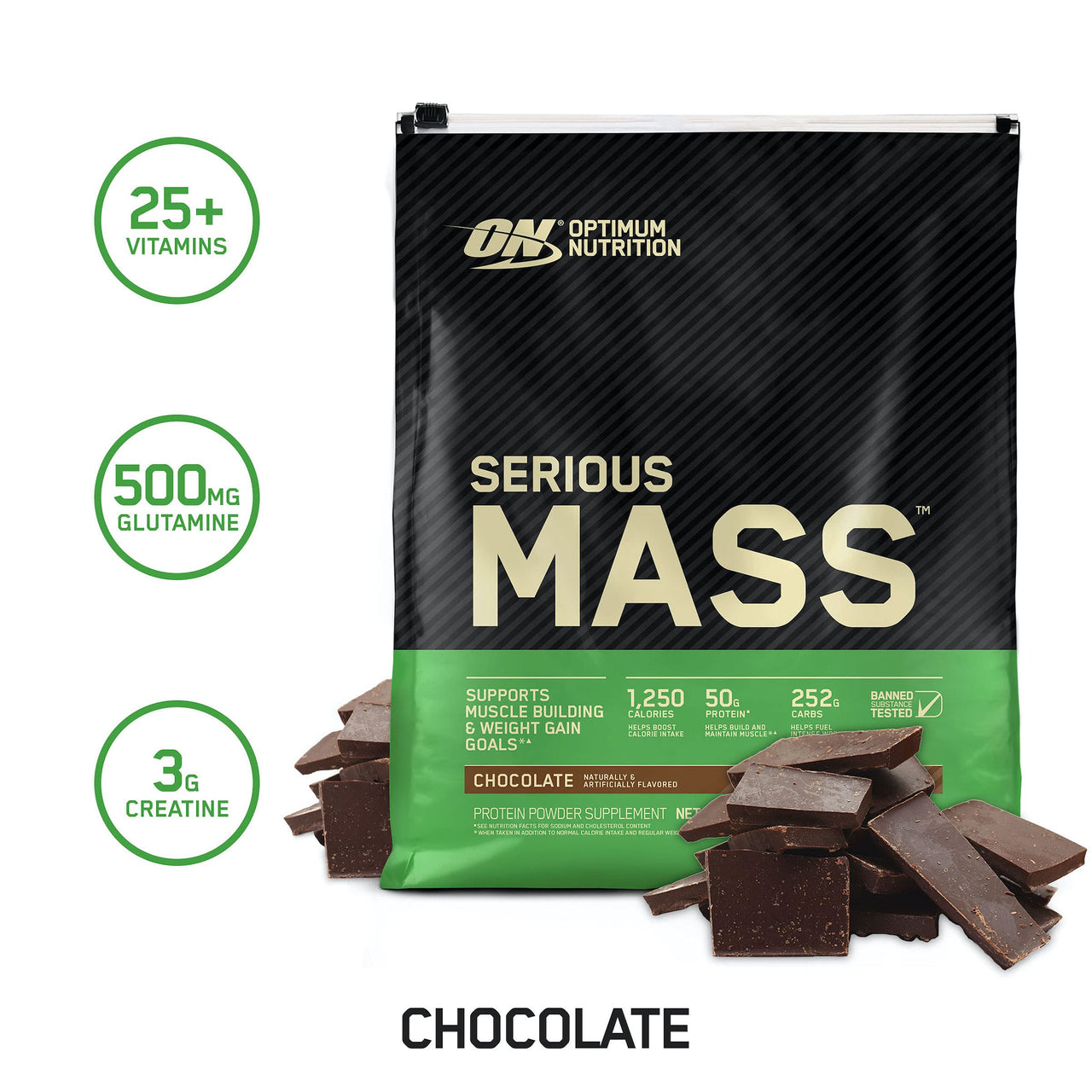 Optimum Nutrition Serious Mass Weight Gainer Protein Powder & Gold Standard 100% Whey Protein Powder, Double Rich Chocolate, 5 Pound (Packaging May Vary)