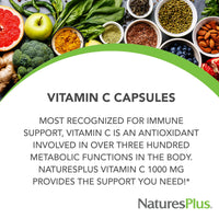 Thumbnail for NaturesPlus Vitamin C 1000 mg - 90 Capsules - Supports Immune Health, Energy & Antioxidant Protection - Vegetarian, Gluten Free - 90 Servings