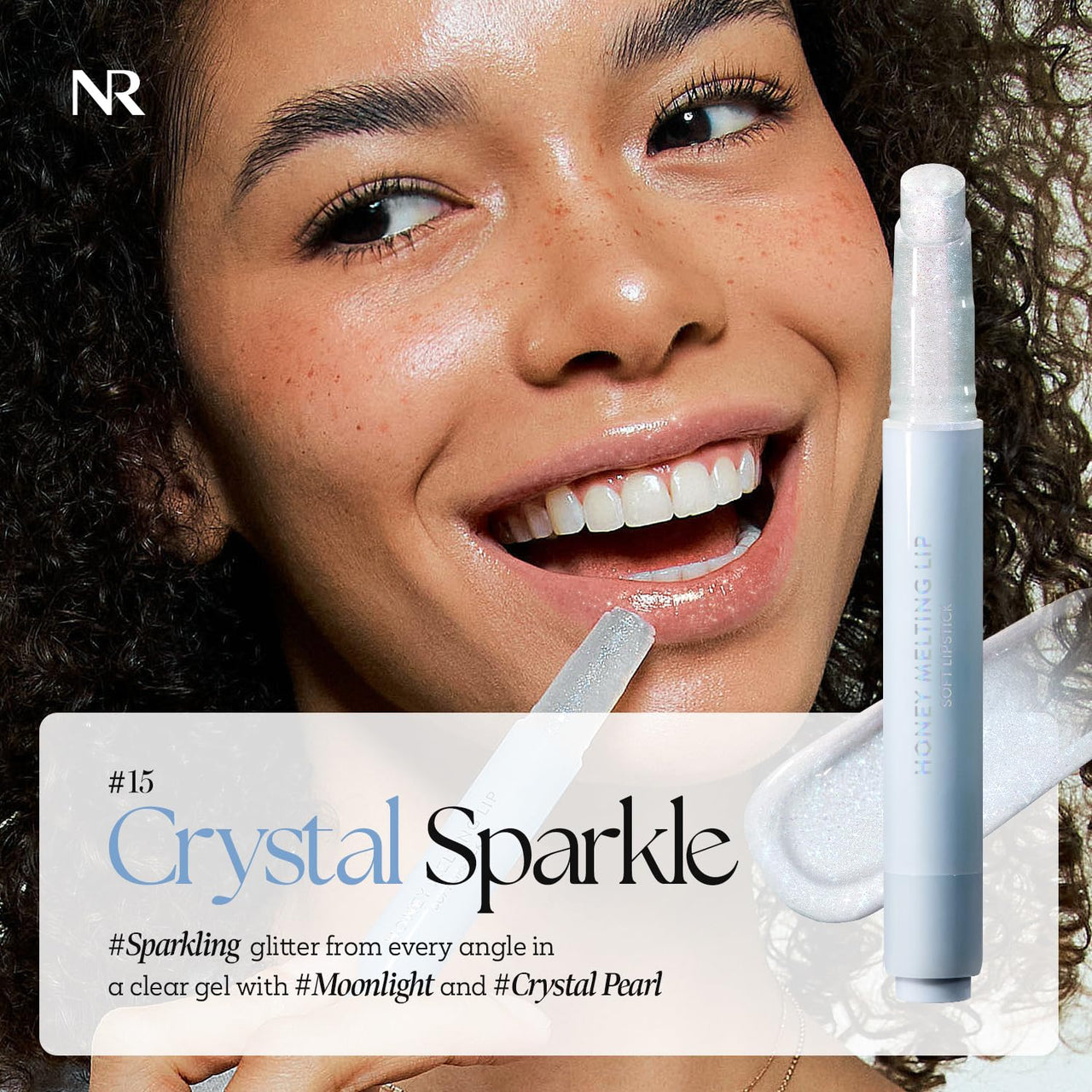 Nature Republic HONEY MELTING LIP GLITTER & PLUMPING (15 CRYSTAL SPARKLE) SOFT LIP STICK Hydrating&Moisturizing clear Gloss,Volumizing formula & Sheer tint, Shine Glimmer Finish