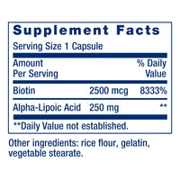 Thumbnail for Life Extension Alpha-Lipoic Acid with Biotin, for Cell Protection, Universal antioxidant for Liver & Nerve Health, Gluten-Free, Non-GMO, 60 Capsules