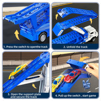 Thumbnail for Transport Truck Toys for 3 4 5 6 7 Years Old Boys,Toys Cars Track Set Transporter Trucks with 12 Die-Cast Car Toys 2 Race catapults Dual-Track Model,Toddler Car Toy Set for Kids Boys Girls
