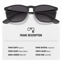 Thumbnail for Ray-Ban RB4187 CHRIS Square Shaped Non-Polarized Sunglasses for Men – Includes Official RAYBAN Eyewear Kit – Ideal Formal & Casual Wear Sunglasses – Light Grey Gradient Lens