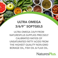 Thumbnail for NaturesPlus Ultra Omega 3/6/9 - Borage, Fish & Flax Oil Supplement - 90 Softgels - Gluten Free - 90 Servings