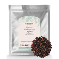 Thumbnail for Starwest Botanicals Rosehips Organic - Dried Herb for Tea & Baking, Seedless, Cut & Sifted, Certified Kosher, Non-GMO - Bulk 1 lb Bag
