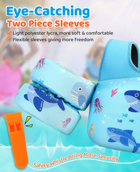 Thumbnail for HeySplash Swim Vest for Kids, Toddler Pool Floaties Fit 33-66 Lbs, Children Swimming Vest with Adjustable Strap, Swim Jacket Water Wing Arm Float, Puddle Beach Boat Jumper Boy Girl,Blue Shark