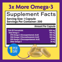 Thumbnail for InnovixLabs Triple Strength Omega 3 Supplement, Burpless Fish Oil for Women and Men - 900 mg EPA & DHA, Brain & Joint Support, Award Winning & Third-Party Tested, 200 Softgels