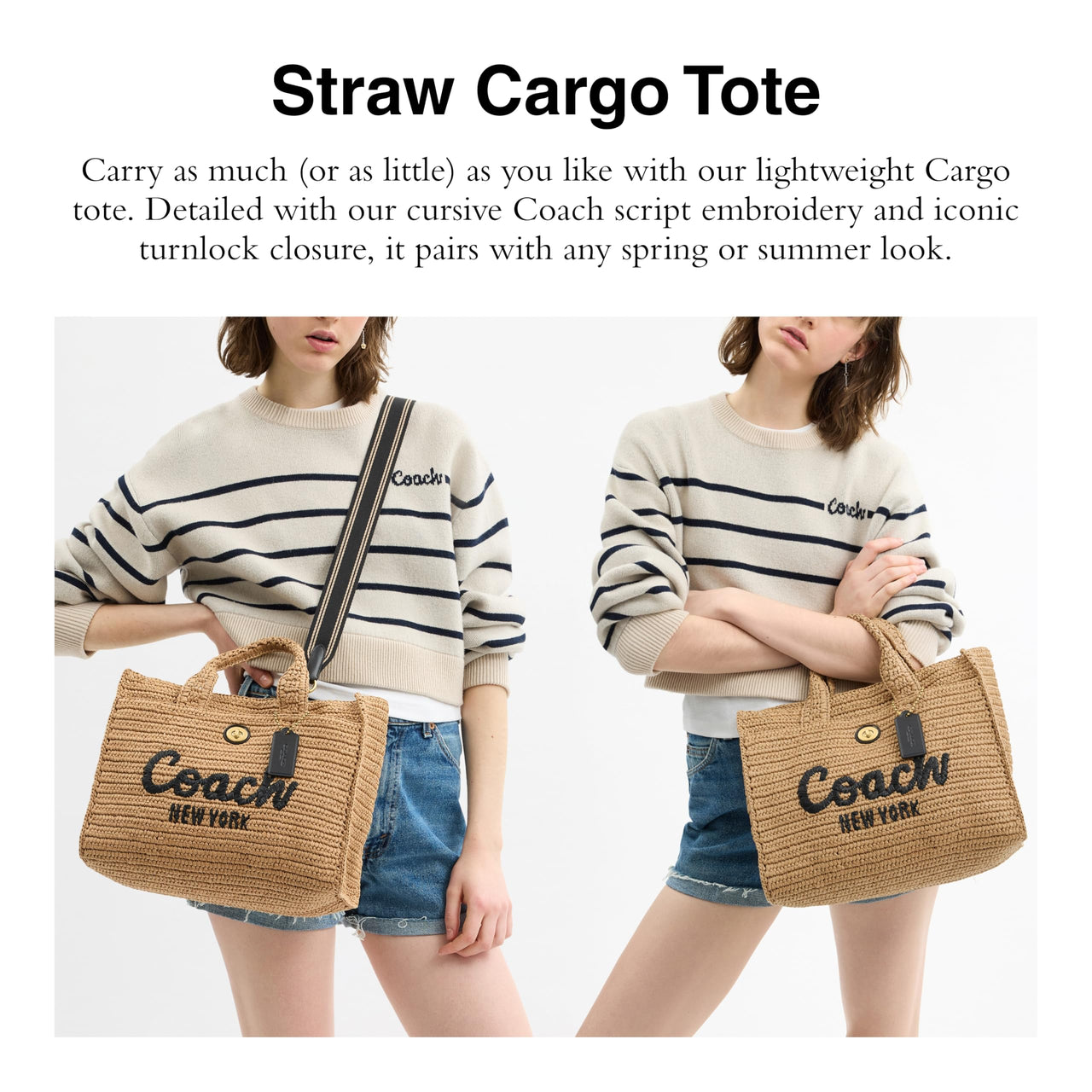 Coach Straw Cargo Tote, B4/Natural