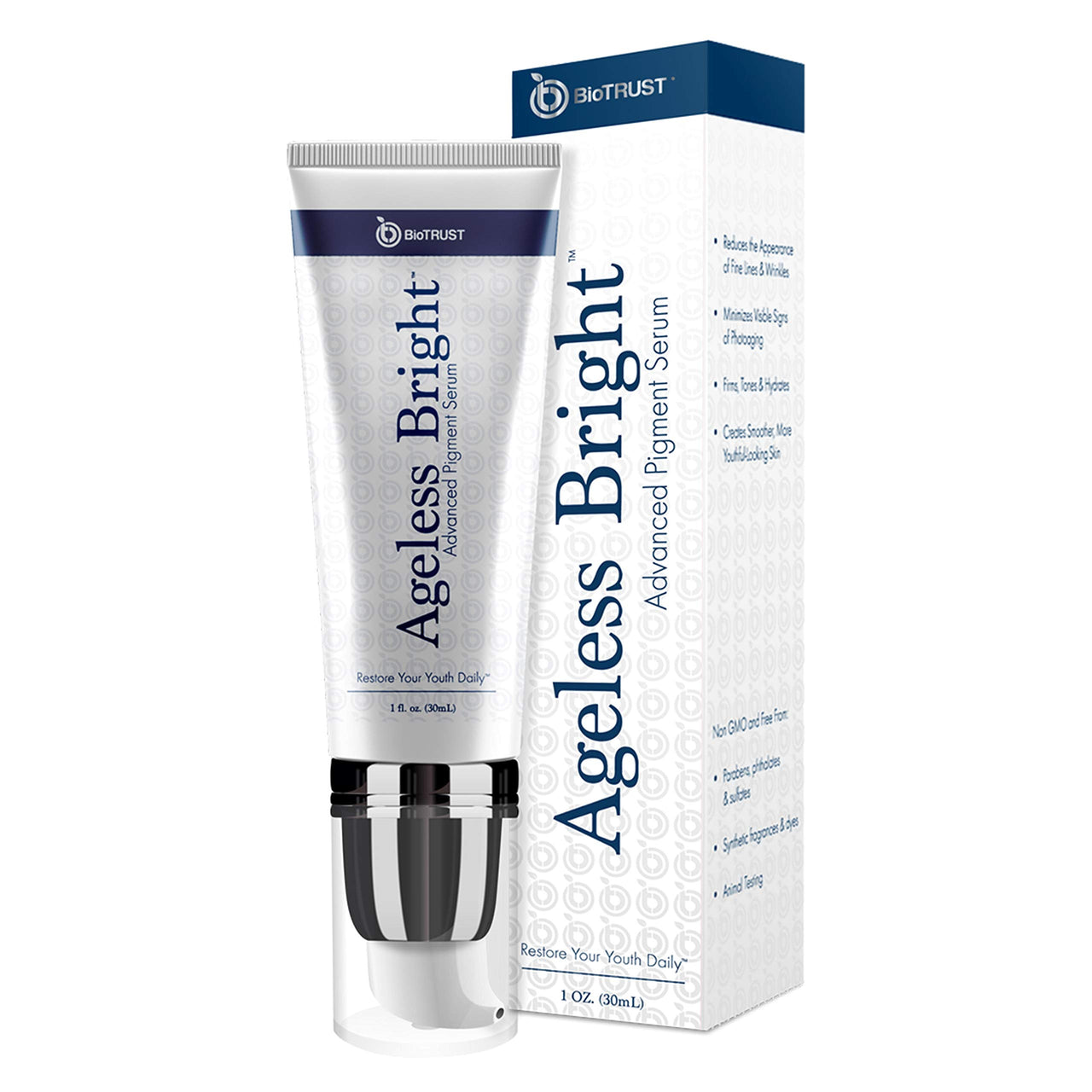 BioTrust AgelessBright Skin Serum, Support Smoother, Younger, More Even Skin to Reveal a Radiant Complexion Naturally, 1 fl. oz.