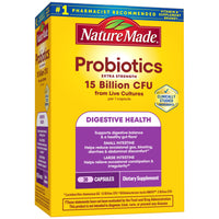 Thumbnail for Nature Made Probiotics for Digestive Health Extra Strength 15 Billion CFU from Live Cultures, Probiotics for Women and Men, 30 Probiotic Capsules, 30 Day Supply