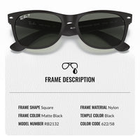 Thumbnail for Ray-Ban RB2132 NEW WAYFARER Classic Polarized Square Shape Sunglasses With Eyewear Kit Bundle - High Bridge Fit - Casual Wear Square Sunglasses
