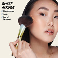 Thumbnail for Kosas Sun Show Glowy Warmth Baked Bronzer - Contouring Powder for Cheekbones, Nose & Jawline - Enriched with Concentrated Fatty Acids - Talc-Free, Vegan & Hypoallergenic - Waves