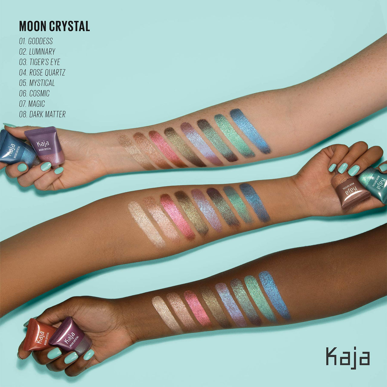 Kaja Eyeshadow - Moon Crystal | Sparkling Eye Pigment, Shimmering Teal Finish, Highly Pigmented, Glitter, 06 Cosmic, 0.29 Oz