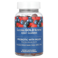 Thumbnail for California Gold Nutrition Probiotic with Inulin Gummies, Natural Mixed Berry, 90 Vegetarian Gummies, 1 Count (Pack of 1)
