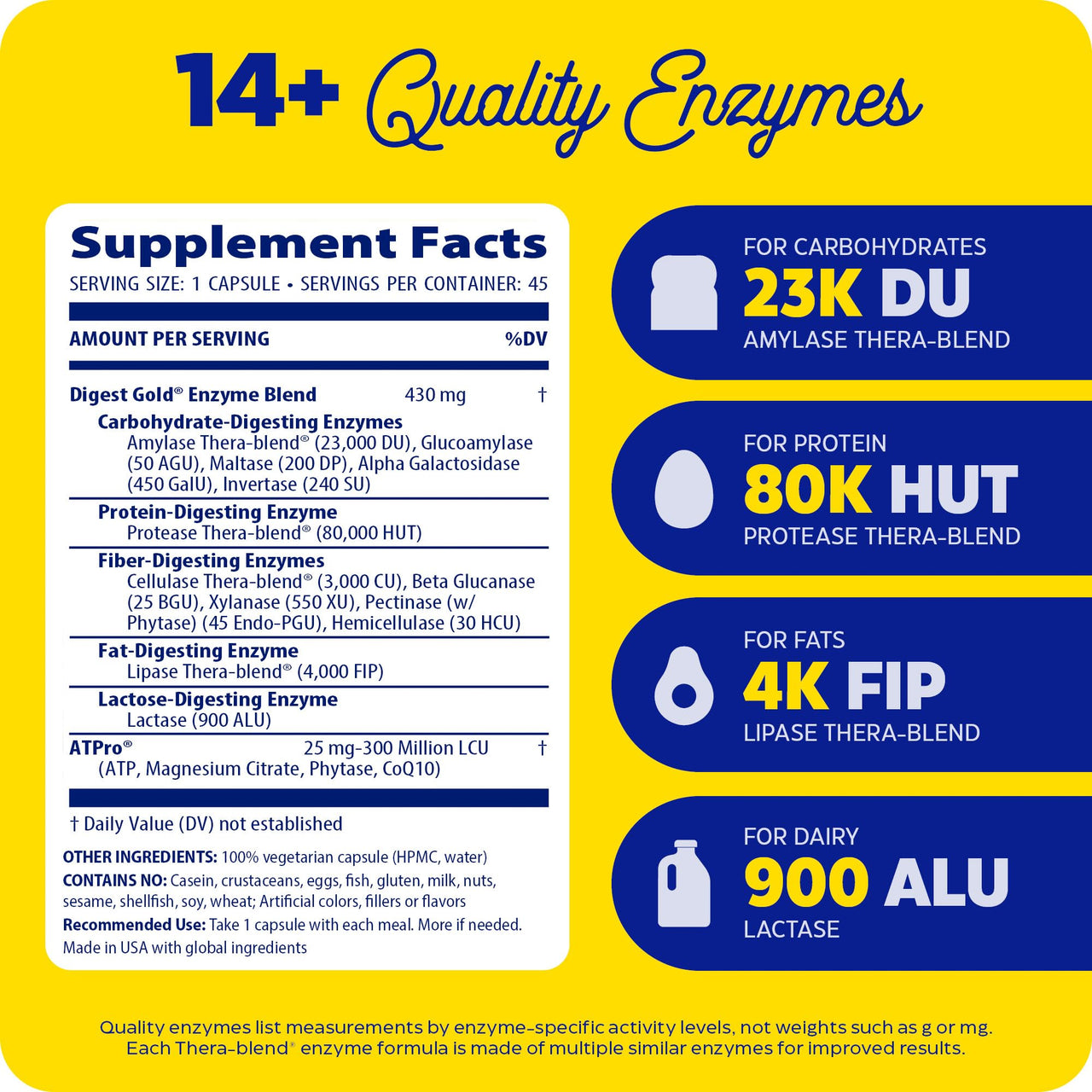 Enzymedica, Digest Gold + ATPro, Maximum Strength Enzymes, 45 Capsules