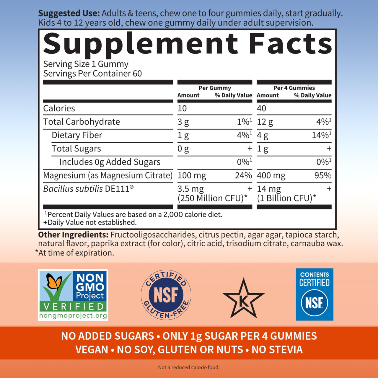 Garden of Life Magnesium Citrate Supplement Gummies with Prebiotics & Probiotics for Stress, Sleep & Recovery - Vegan, Gluten Free, Kosher, Non-GMO, No Added Sugars, Orange Cream Flavor, 60 Count