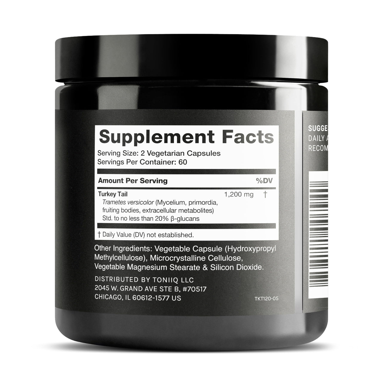 Toniiq Turkey Tail Mushroom Capsules - Ultra High Potency with 20% Beta Glucans - Highly Concentrated - Third-Party Lab Tested - 120 Capsules