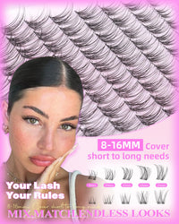 Thumbnail for Wispy Lash Clusters Kit Venus Invisible Band Eyelash Clusters 8-16mm Lash Extension Kit Natural Lashes Clusters Eyelash Extension Kit with Thin Band Lash Cluster Clear Lash Glue and Tweezers by Wtvane