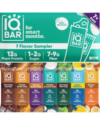 Thumbnail for IQBAR Clean Plant Protein Bars - Bar Sampler - 7 Count - Keto, Vegan, High Fiber, Gluten and Dairy Free, Low Sugar Snack - Brain and Body Nutrients for Focus, Energy, Meal Replacement