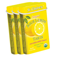 Thumbnail for St. Claire's Organic Fruit Tart Candies, (Sour Lemon, 1.5 Ounce Tin, Bundle of 3) | Gluten-Free, Vegan, GMO-Free, Plant-based, Allergen-Free | Made in our Allergen-Free facility