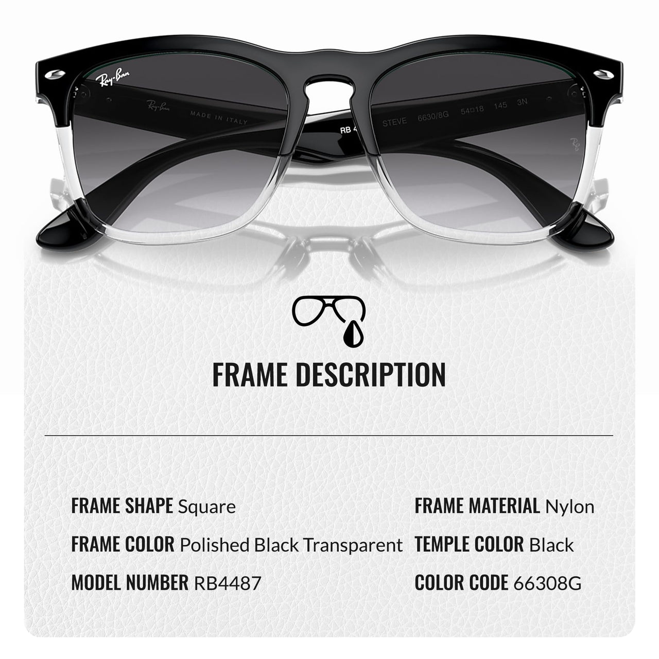 Ray-Ban RB4487 STEVE Square Shaped Non-Polarized Sunglasses for Men & Women – Includes Official RAYBAN Eyewear Kit – Ideal Formal & Casual Wear Sunglasses – Grey Lens