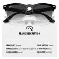 Thumbnail for Ray-Ban RB4487 STEVE Square Shaped Non-Polarized Sunglasses for Men & Women – Includes Official RAYBAN Eyewear Kit – Ideal Formal & Casual Wear Sunglasses – Grey Lens