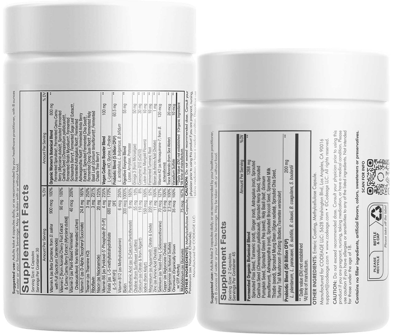 Codeage Daily Immune System Support Multivitamin for Women + Probiotics Bundle